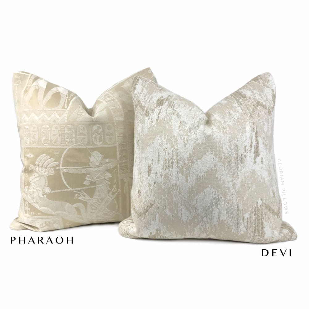 Egyptian Pharaoh Cream Beige Pillow Cover - Luxurious 18x18 Inch Decorative Throw Pillow Case for Sofa, Bed, Couch - Boho Home Decor & Living Room Accessories