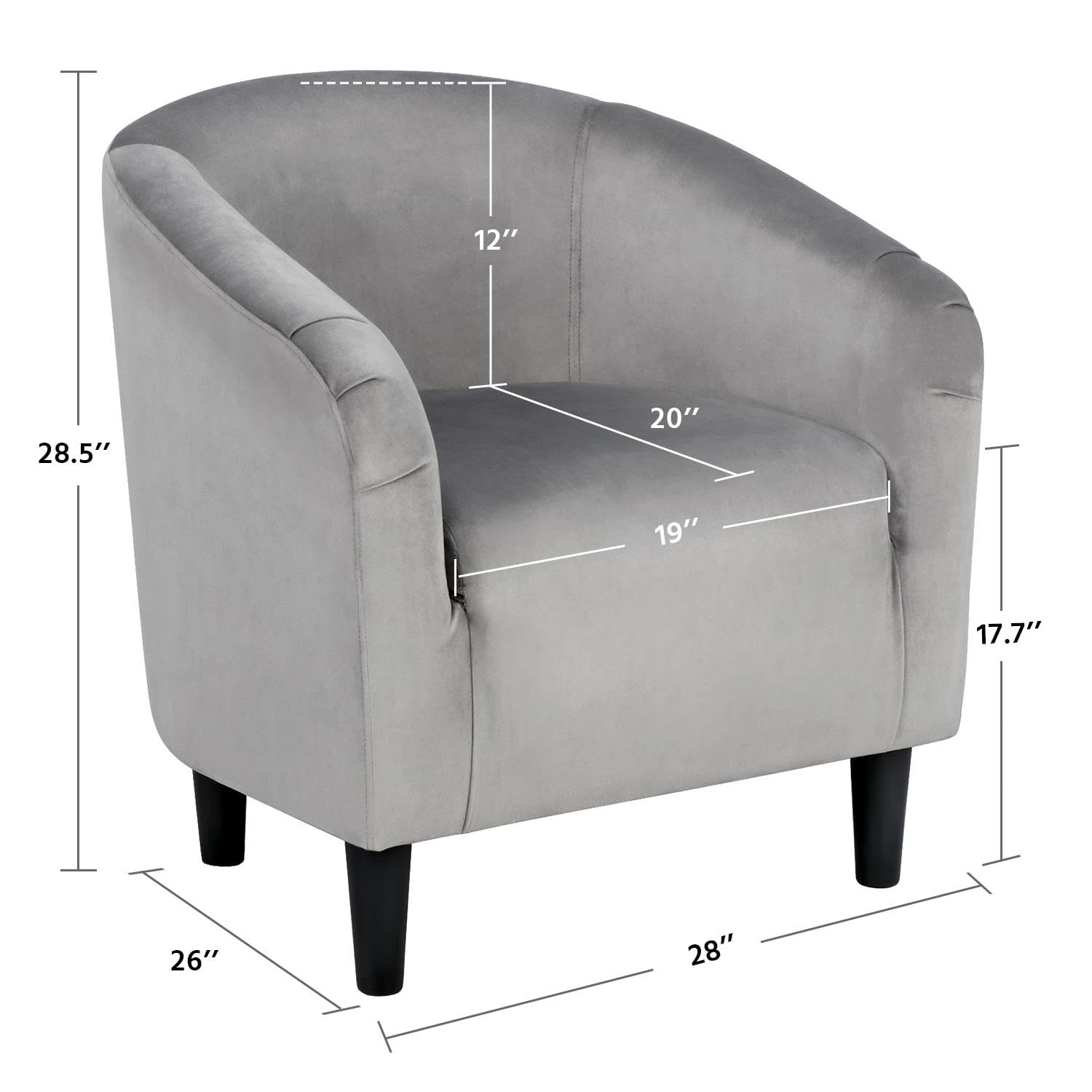 Yaheetech Velvet Accent Chairs Set of 2 - Cozy Barrel Chairs with Soft Padded Seat for Living Room, Bedroom, Office - Light Gray Modern Lounge Chairs for Reading Nook, Waiting Area & Home Decor