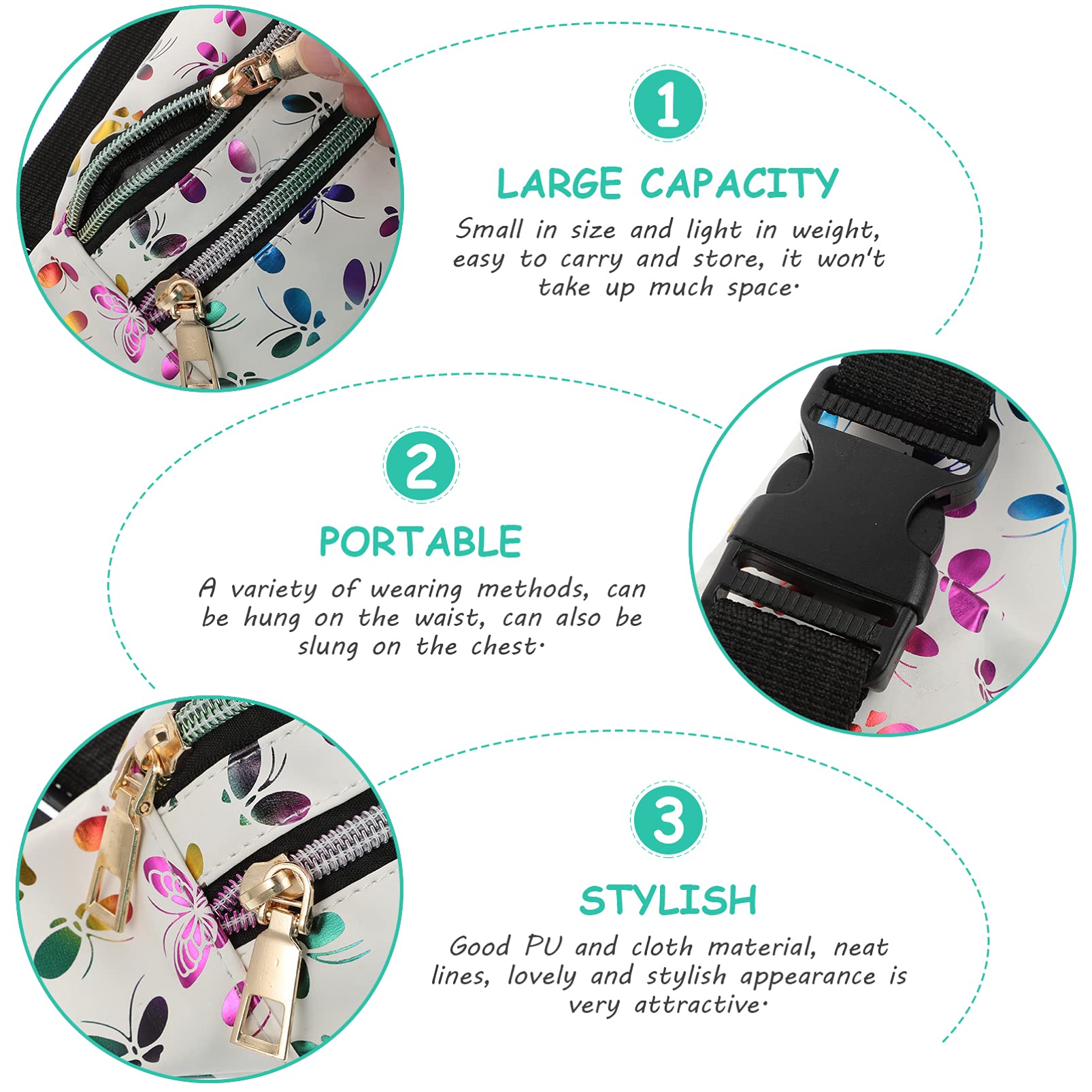 KESYOO Women's Waist Pack Fanny Bag - Stylish Crossbody Pouch for Running, Jogging & Fitness - PU Leather Belt Bag with Adjustable Strap - Perfect for Outdoor Activities, Travel & Daily Use (White)
