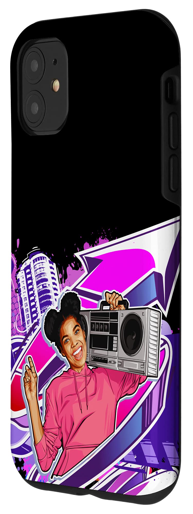 iPhone 11 Case - Graffiti Girl Hip Hop Design Shockproof Protective Phone Cover - Perfect for Music Lovers & Urban Street Style