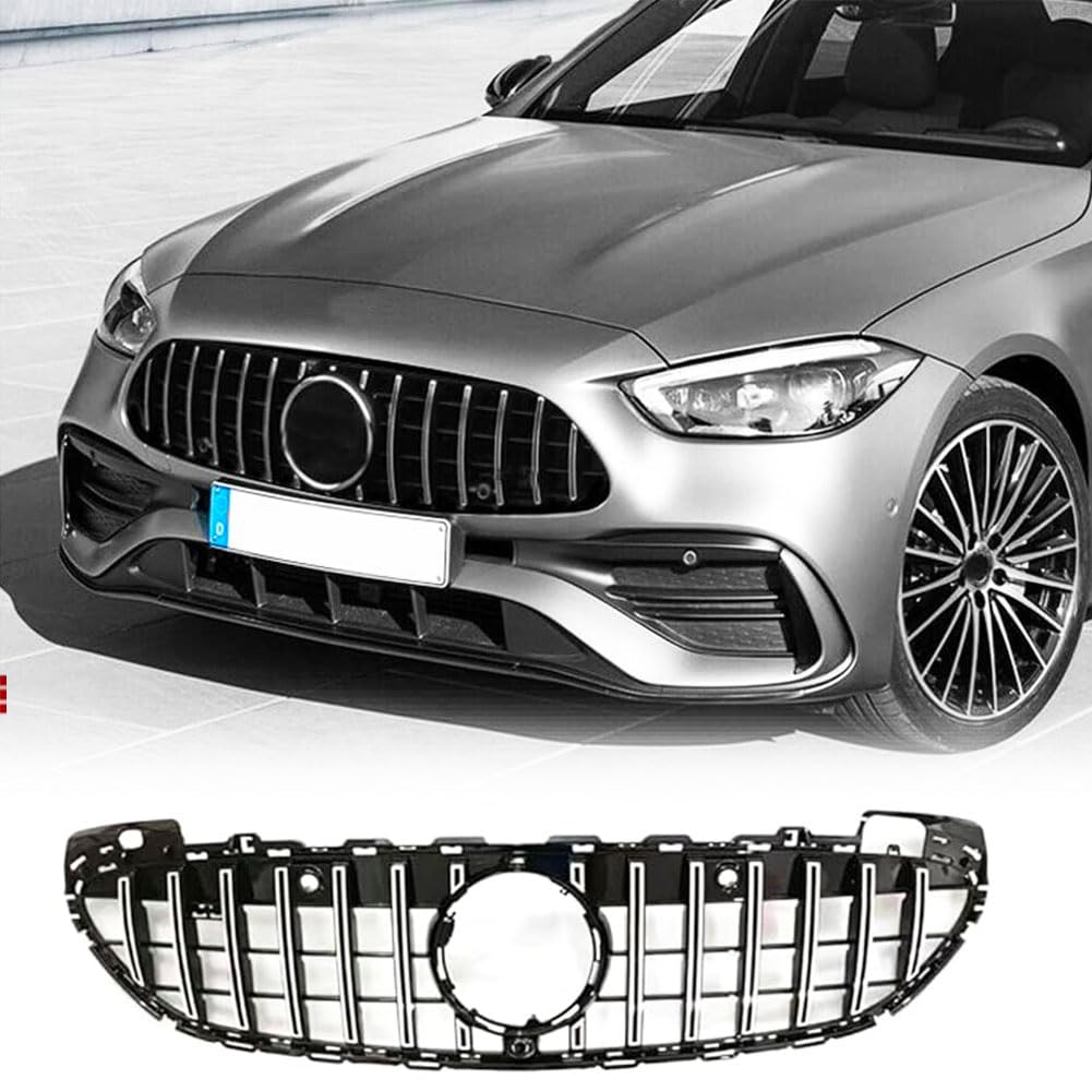 Mercedes-Benz C-Class W206 C200 C300 Front Hood Grill Grille (2022-2023) - Silver Upper Bumper Mesh Replacement for Enhanced Style & Aerodynamics | Perfect for Car Upgrades & Customization