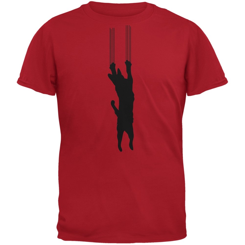 Trendy Red Cat Scratching Youth T-Shirt - Cool Graphic Tee for Teen Boys & Girls - Perfect for Casual Wear, School, and Cat Lovers