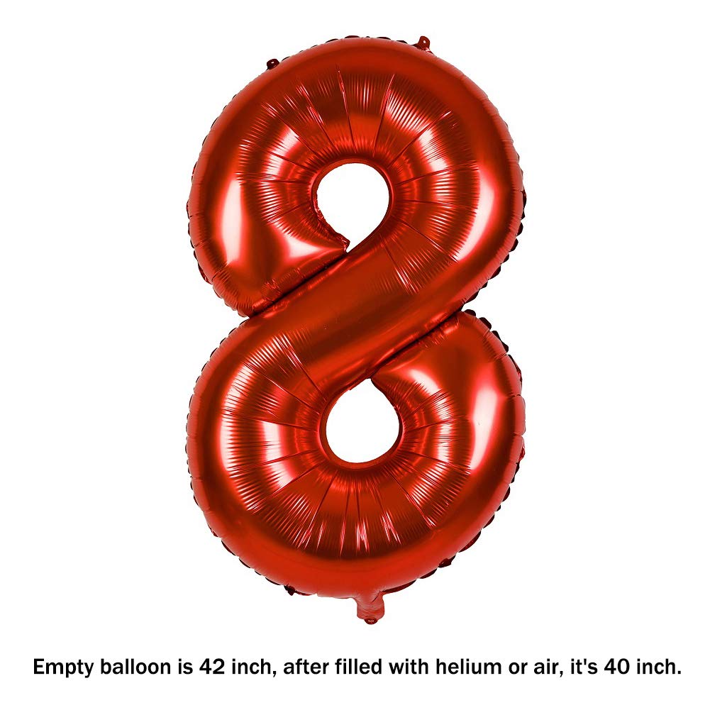 40 Inch Jumbo Red Number 8 Balloon for Birthday & Wedding Decor