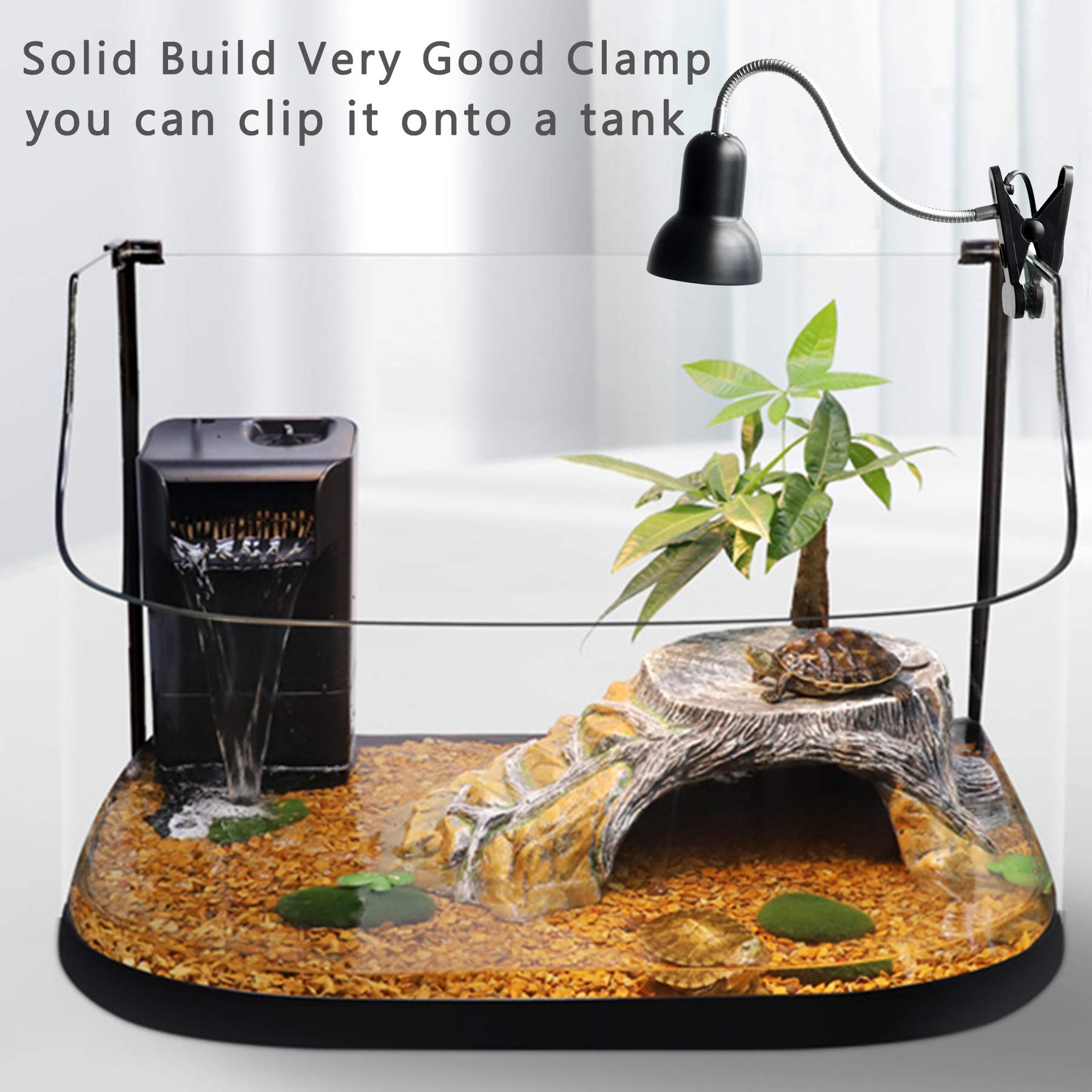 Reptile Heat Lamp with UVA UVB - Basking Spot Light for Turtles, Tortoises, Snakes & Lizards | 3 Heat Bulbs Included | Terrarium & Aquarium Heating Fixture with Switch Holder | Perfect for Day/Night Cycle & Habitat Temperature Control