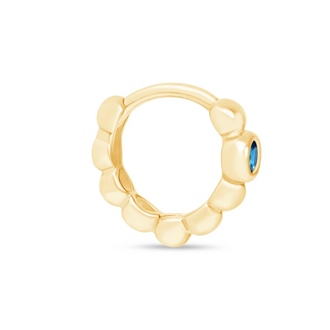 14k Yellow Gold Blue Topaz Beaded Hoop Earrings for Women - Elegant Dangle Jewelry for Parties, Weddings & Special Occasions