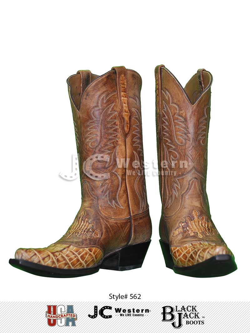 Black Jack 562 53 Men's Alligator Leather Cowboy Boots in Burnished Tan Cognac - Premium Western Boots for Rodeo, Country Dancing & Casual Wear