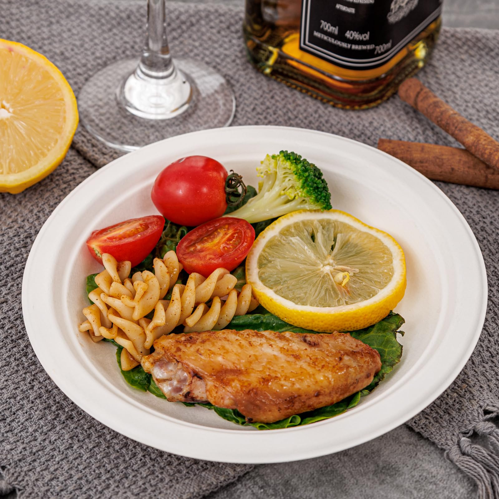 WELLIFE 100% Compostable 7 Inch Paper Plates - 125 Pack Heavy Duty Biodegradable Bagasse Plates | Eco-Friendly Disposable Plates for BBQ, Picnic, Party, Wedding | BPI Certified & Microwave Safe | Perfect for Outdoor Events, Family Gatherings & Sustainable Living