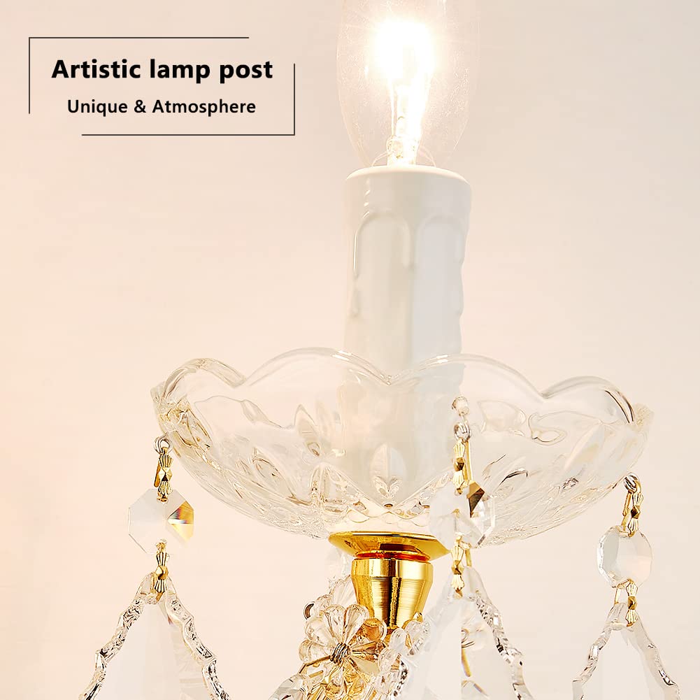 Crystal Wall Sconce Lights - Modern 2-Light Maria Theresa Style Gold Wall Lamp Fixture for Bedroom, Living Room, Hallway | Elegant Lighting for Home Decor, Bedside Reading & Corridor Ambiance