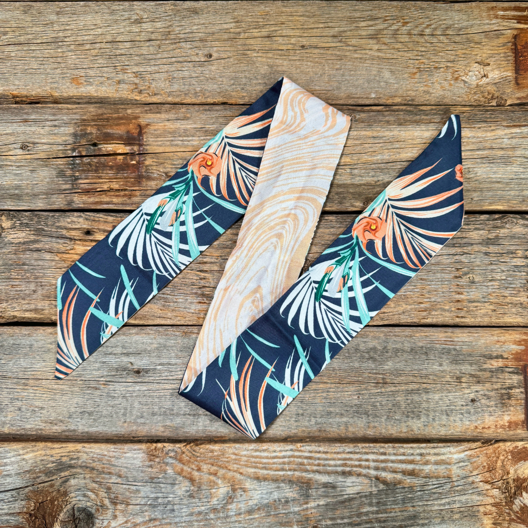 Navy and Orange Western Skinny Mini Wild Rag Scarf - Cowgirl Necktie for Women | Perfect for Rodeo, Horse Riding & Country Fashion #TW138
