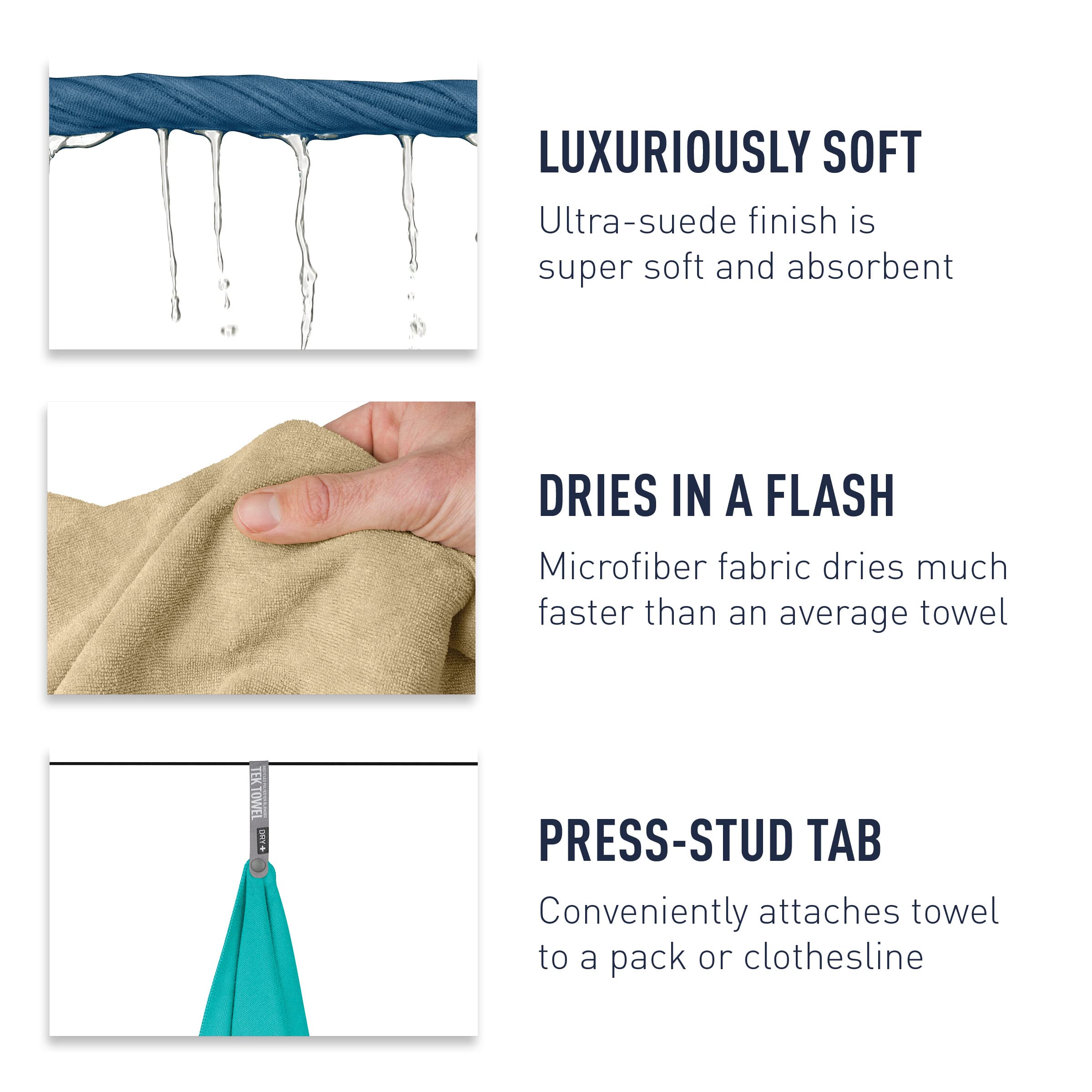 Sea to Summit Tek Towel - Ultra Soft & Quick Dry Camping Towel for Hiking, Backpacking & Travel | Lightweight & Compact for Outdoor Adventures