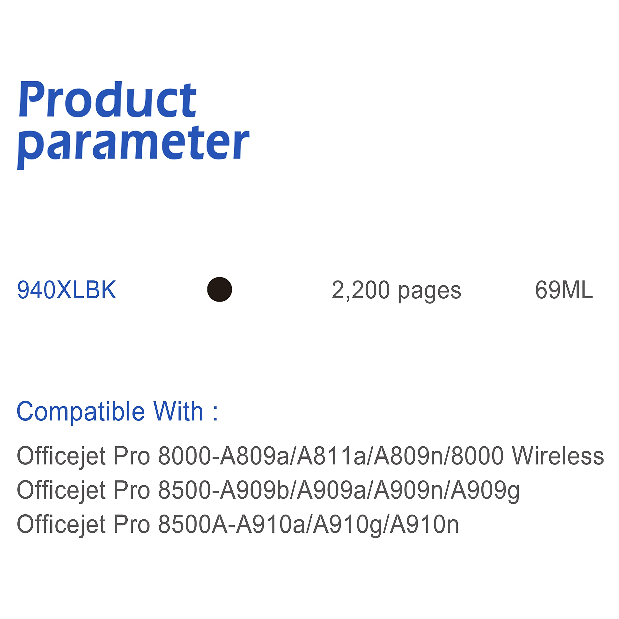 EASYPRINT (5 Black) High Yield Compatible 940/940XL Ink Cartridges for HP OfficeJet Pro 8000/8500/8500A Printers - 5 Pack - Perfect for Home Office & Small Business Printing Needs