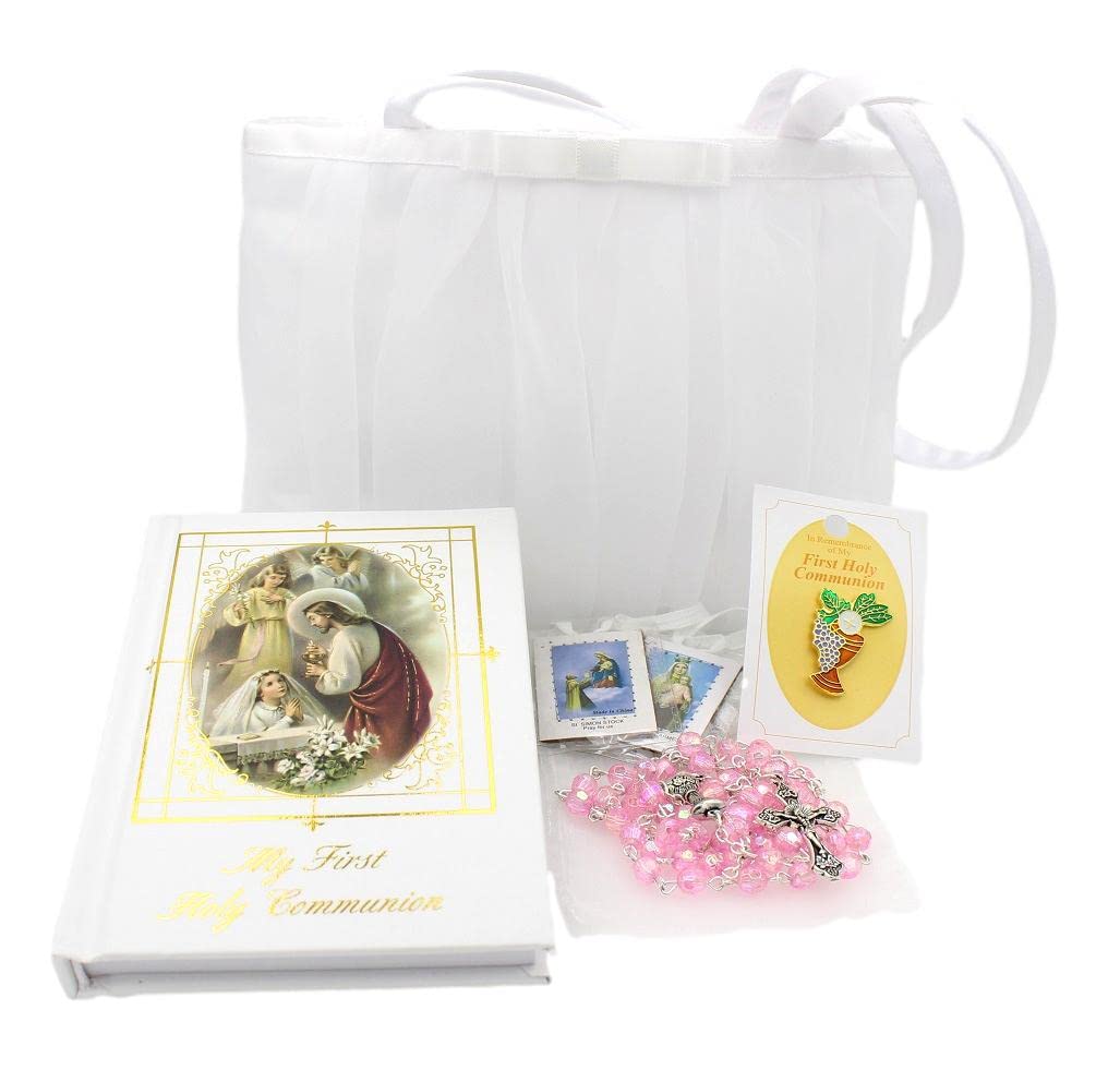 First Communion Gift Set for Girls - Elegant Purse, Missal, Rosary & Pouch, Scapular, Chalice Pin in Gift Box | Perfect Religious Gift for Catholic Girls' First Holy Communion Ceremony & Special Occasions