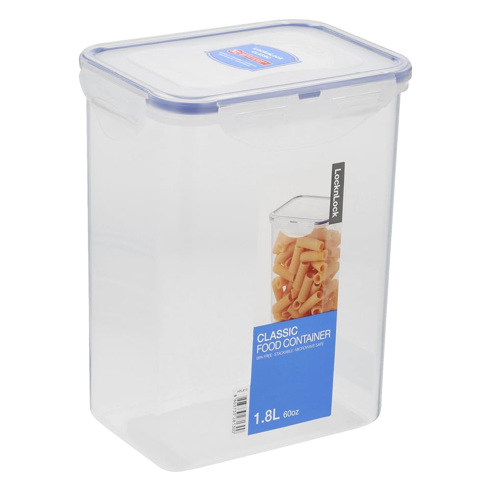 LOCK & LOCK Airtight Rectangular Tall Food Storage Container 60oz (7.61 Cup) - BPA Free Plastic Kitchen Organizer for Flour, Sugar, Cereal & Dry Food | Microwave & Dishwasher Safe