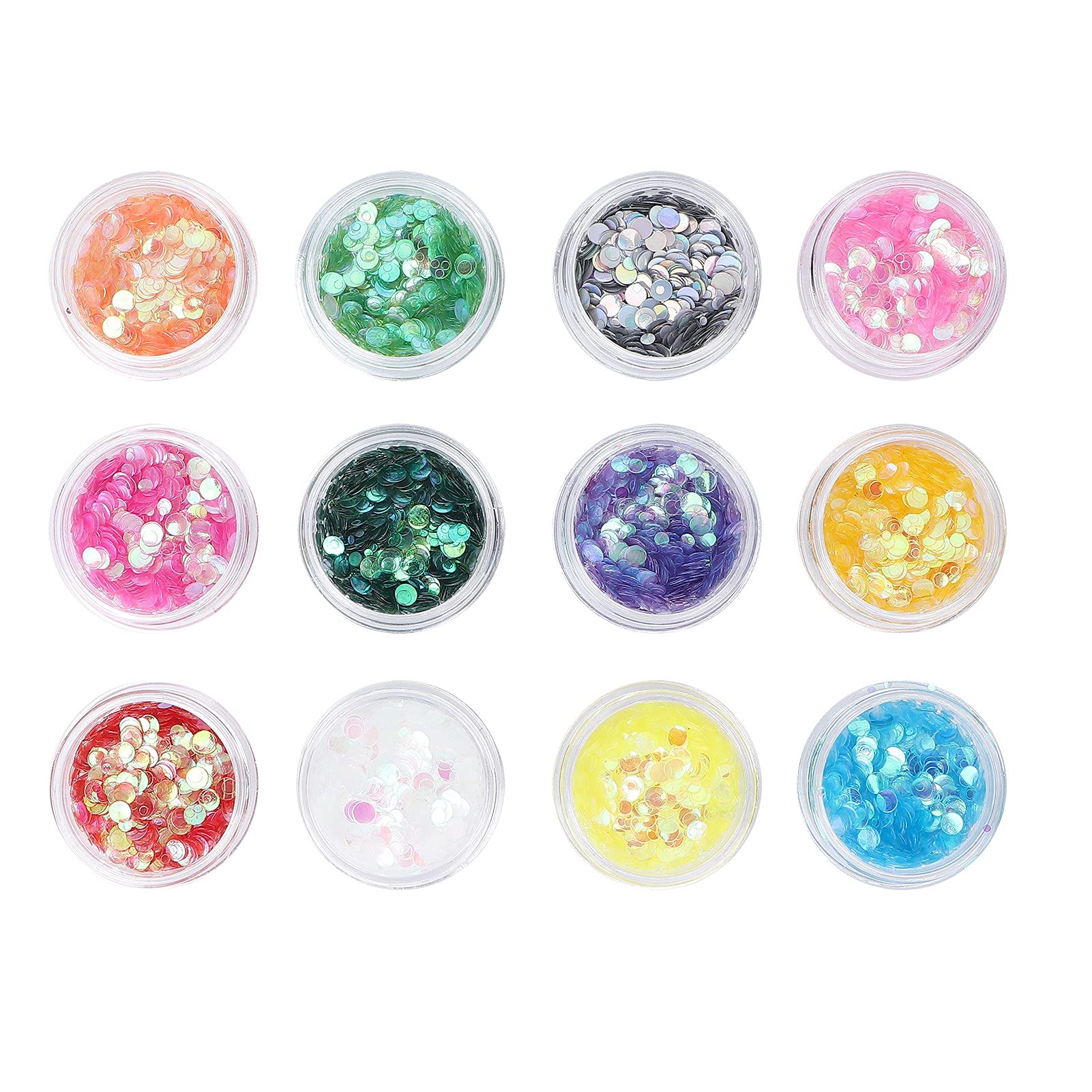 12pcs Nail Art Stickers Set - Multi-Size Glitter Powder & Sequins for Nail Decoration | DIY Nail Design Kit for Parties, Weddings & Special Occasions