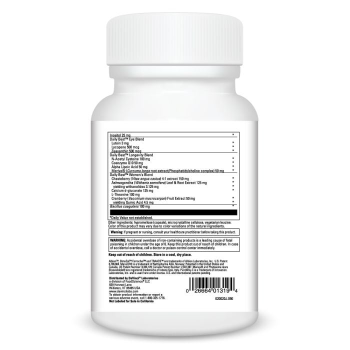 Davinci Labs Daily Best™ Multivitamin for Women - 90 Capsules - Essential Nutrients for Energy, Immunity & Overall Health - Perfect for Busy Women & Active Lifestyles