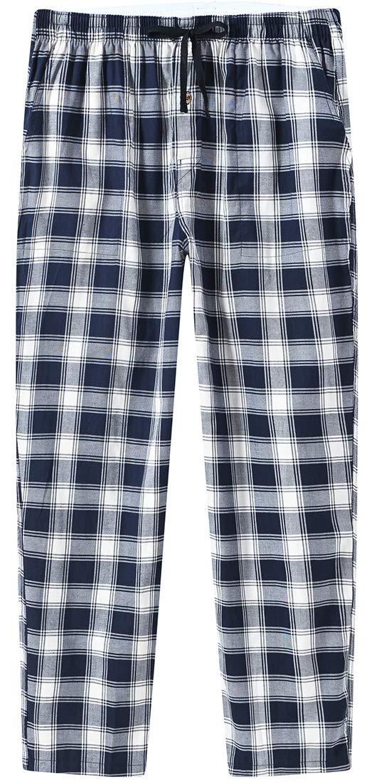 MoFiz Men's Cotton Plaid Pajama Pants - Soft Lounge Pants with Drawstring & Button Fly - Perfect for Sleepwear, Relaxing at Home, and Cozy Lounging
