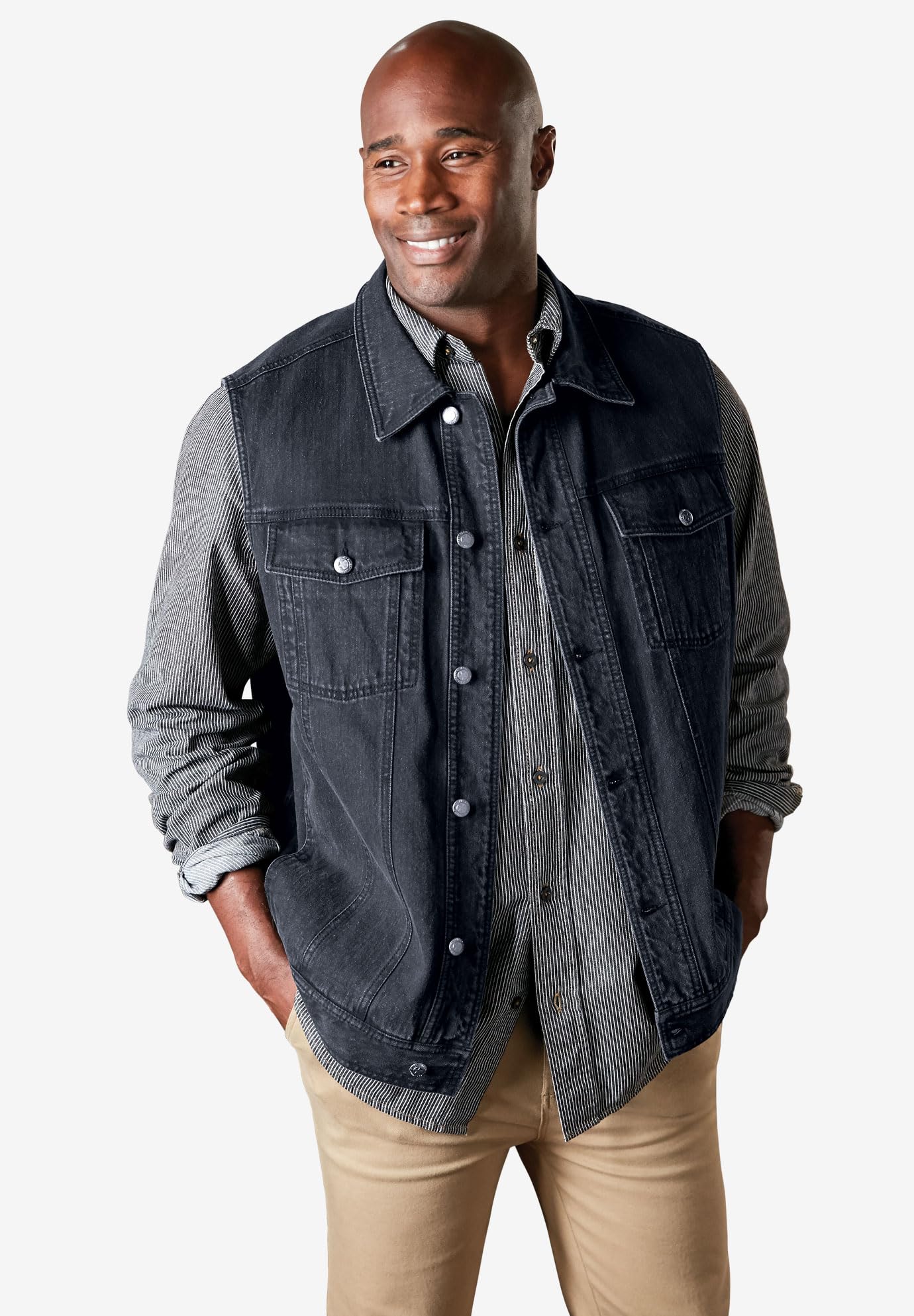 KingSize Men's Big & Tall Denim Vest - Liberty Blues - Comfortable & Stylish for Casual Wear, Outdoor Activities & Layering
