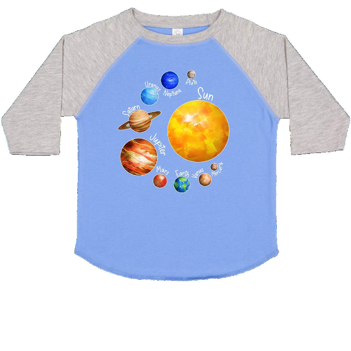 Inktastic Sun and Planets - Yes, and Pluto Toddler T-Shirt | Cute Space Themed Kids Tee for Boys & Girls | Perfect for School, Playdates & Astronomy Lovers