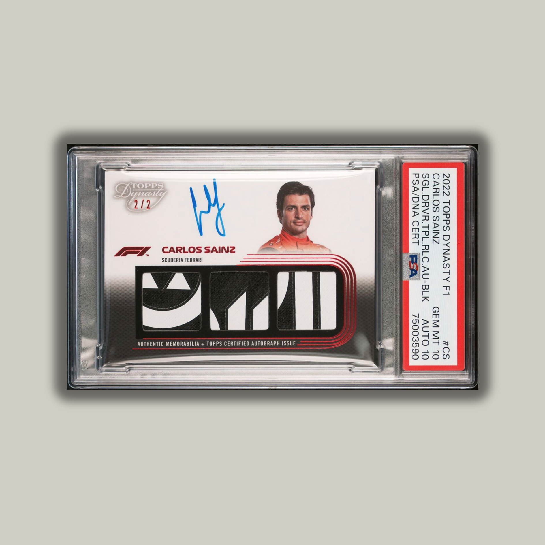 Carlos Sainz Triple Relic Autographed Card - 2022 Topps Dynasty F1 Racing Collectible - Perfect for F1 Fans, Memorabilia Collectors and Sports Card Investors