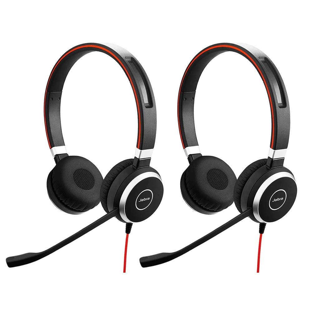 Jabra Evolve 40 MS Wired Stereo Headset with 3.5mm Jack & USB-A - Noise Cancelling Office Headphones for PC & Desk Phones - All-Day Comfort & Crystal Clear Sound - MS Optimized (2-Pack) - Perfect for Remote Work, Call Centers & Business Meetings