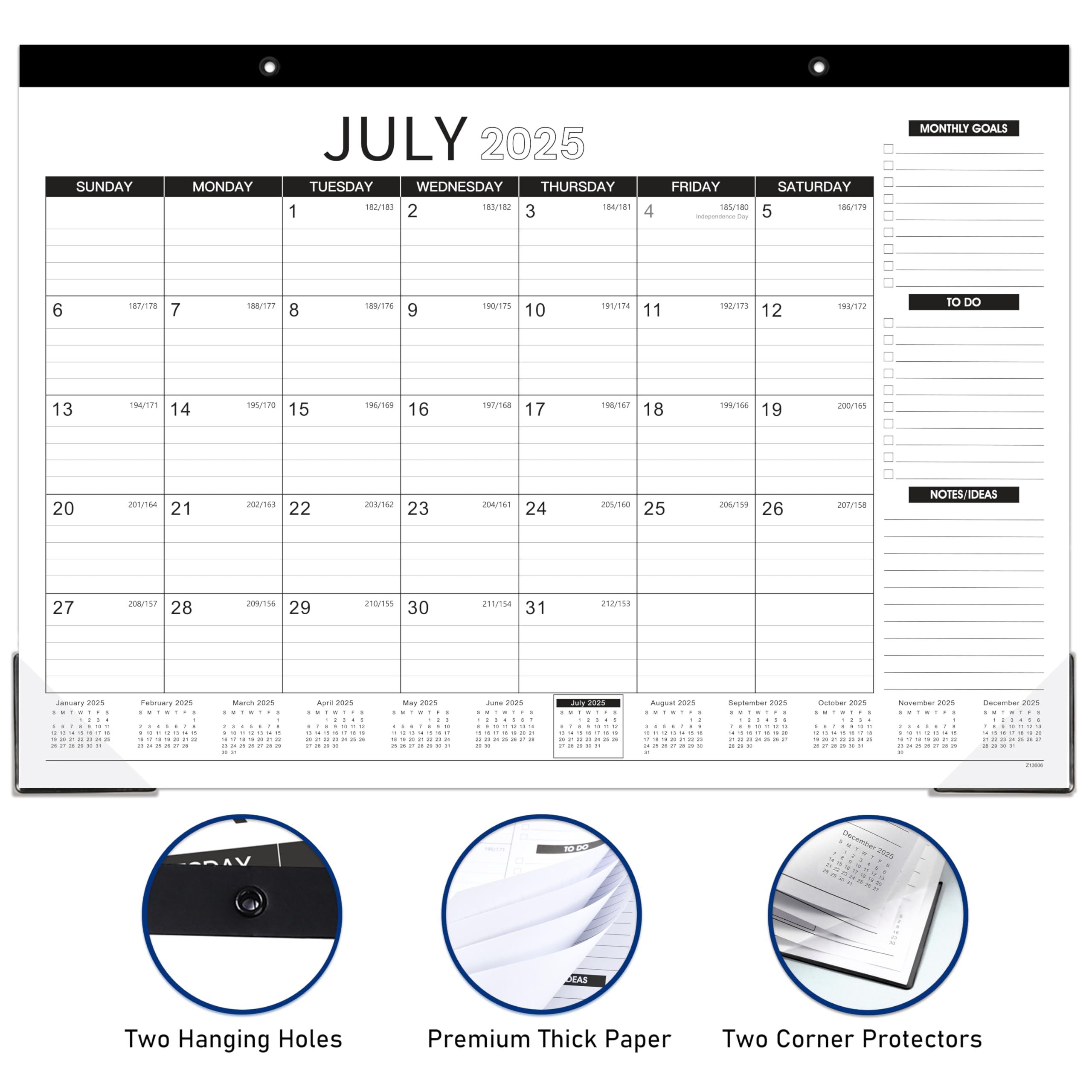 2025-2026 Desk Calendar | 18-Month Planner (July 2025 - December 2026) | 2-in-1 Desktop & Wall Calendar | 17