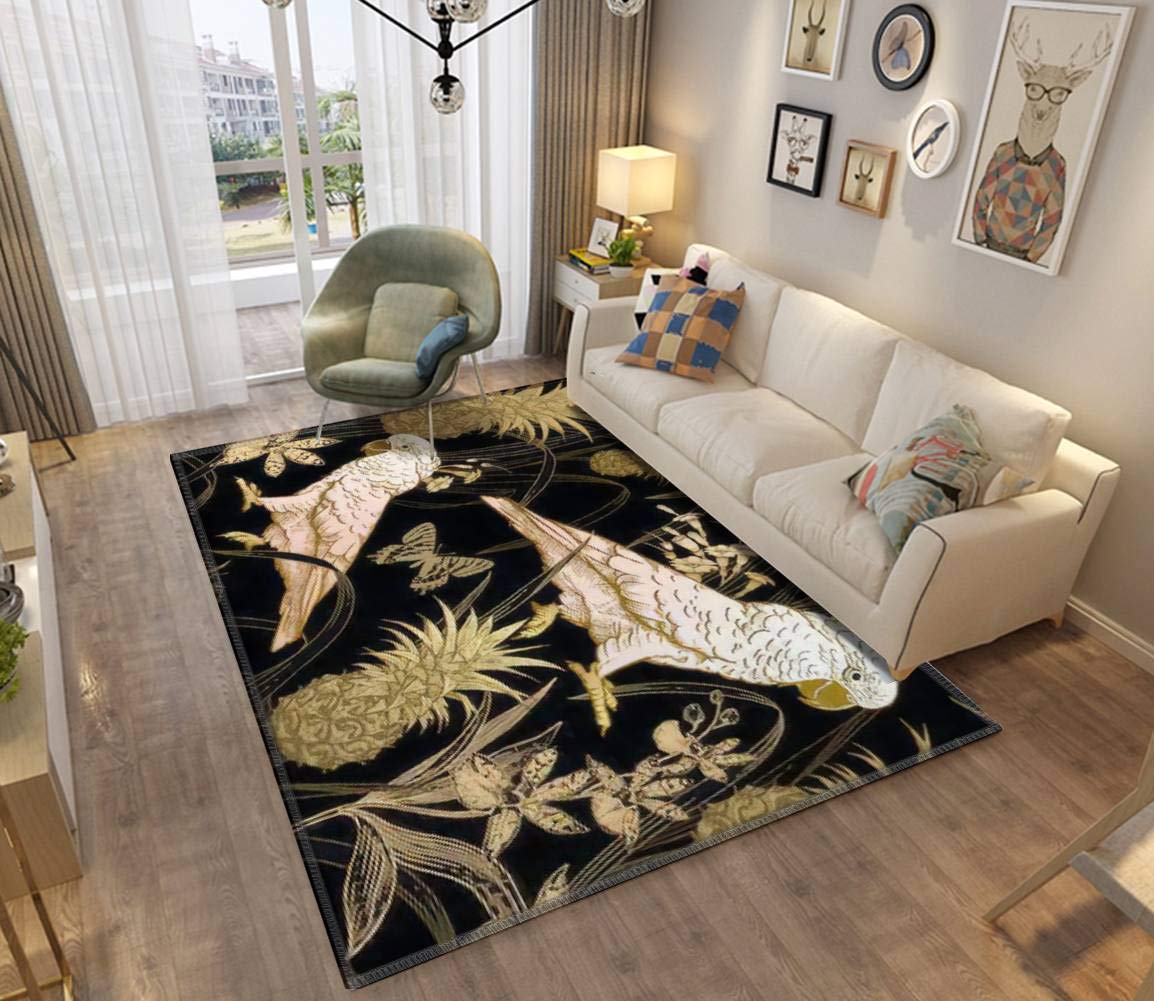 Non-Slip Rainforest Parrot Area Rug - Thickened Floral Fauna Doormat for Indoor/Outdoor Use - Perfect for Living Room, Entryway, Patio & High-Traffic Areas