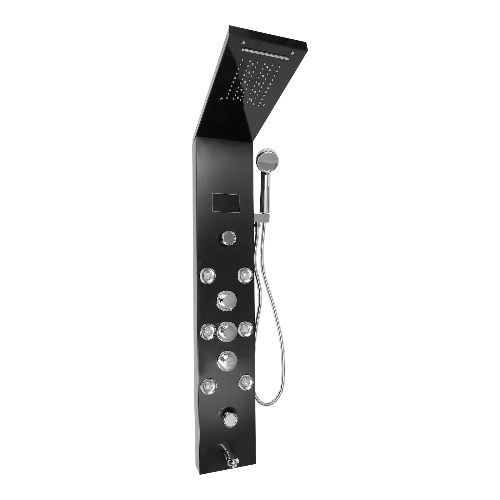 Stainless Steel LED Shower Panel Tower System with 8 Hydroelectric Jets - 6-Function Rainfall Waterfall Shower Head for Luxurious Bathroom Spa Experience | Perfect for Modern Home Renovation & Relaxing Massage Therapy