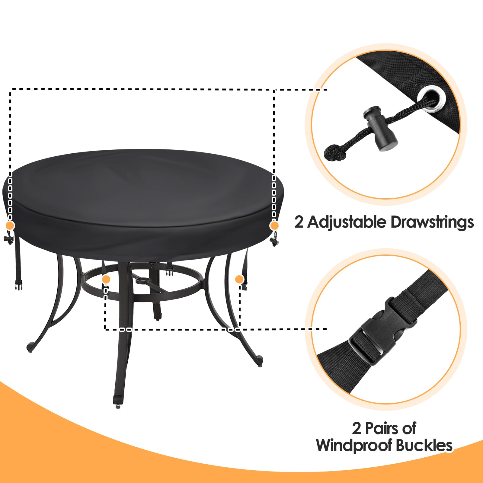 Waterproof Round Outdoor Table Cover 46-48 Inch - UV Resistant Patio Furniture Protector for All Weather - Perfect for Picnics, BBQs, and Garden Parties