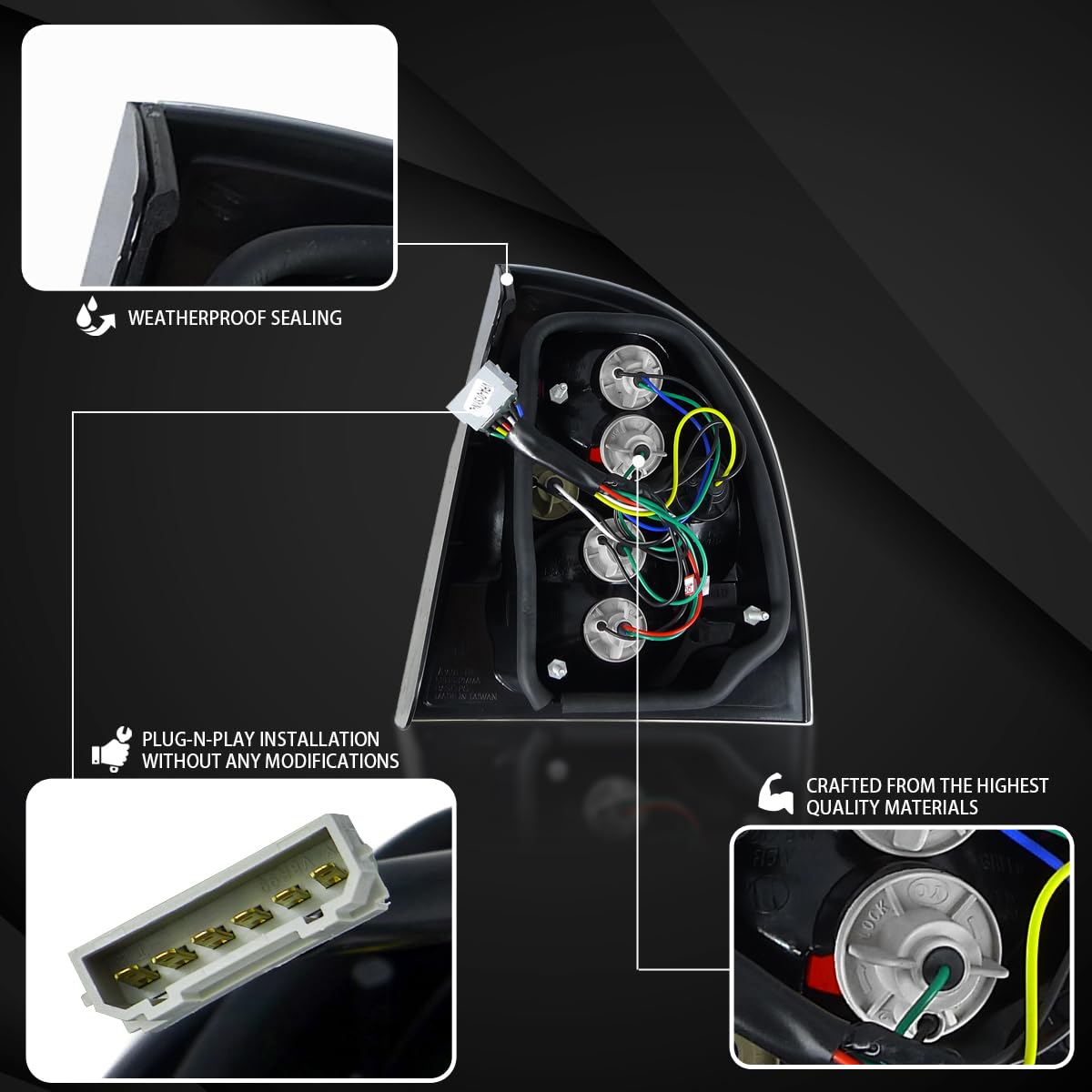 AUTOZENSATION Compatible with 2001-2005 Volkswagen Passat 4 Door Sedan - Pair of Left & Right Chrome Housing Clear Lens Tail Lights - Perfect for Replacement & Car Customization