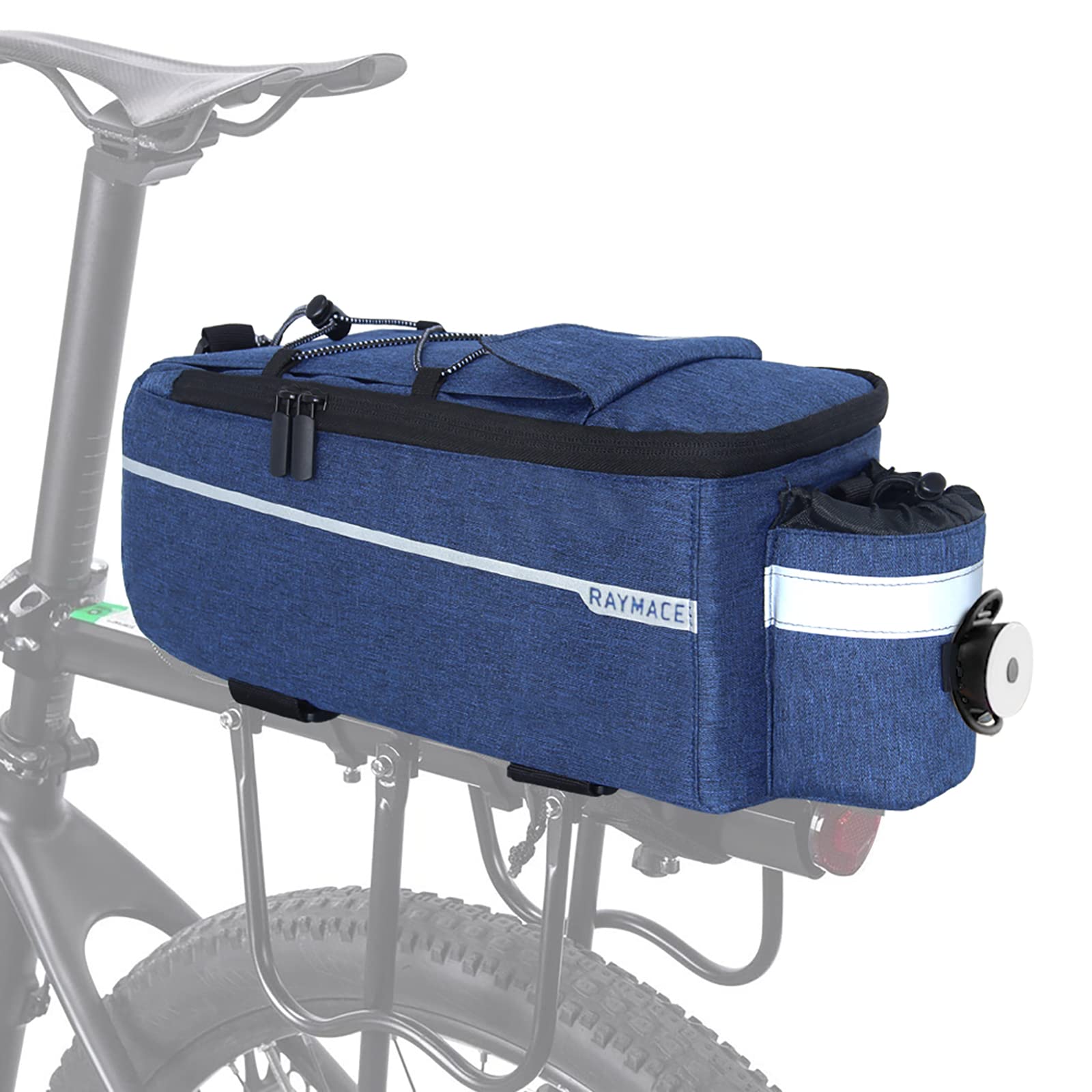 RAYMACE Waterproof Bike Rear Rack Bag with LED Tail Light - Insulated Bicycle Cargo Cooler Bag for Food, Drinks & Groceries - Perfect for Commuting, Camping & Picnic Outdoor Adventures