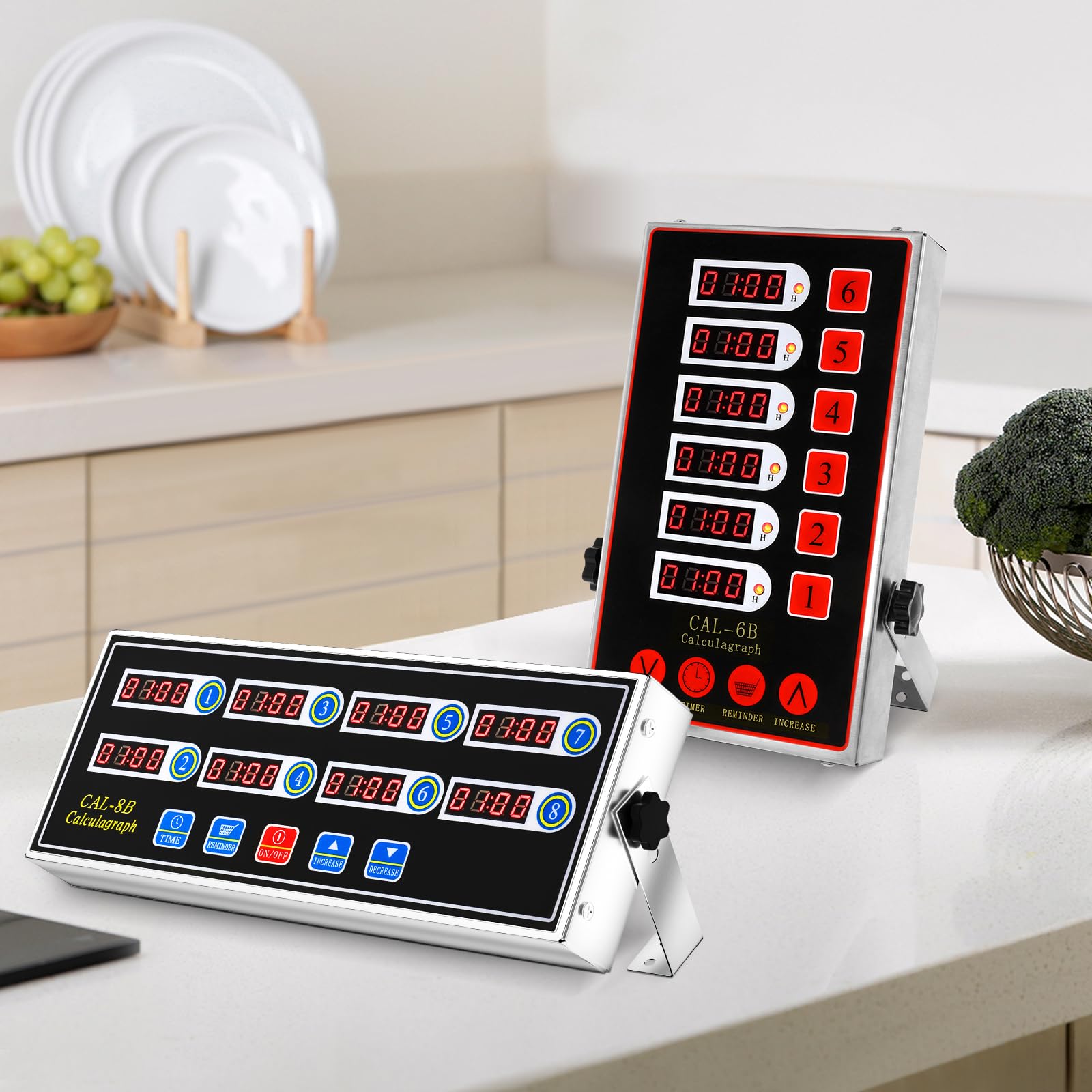 BEAMNOVA 8 Channel + 6 Channel Digital Kitchen Timer - Loud Alarm Cooking Timer for Commercial Restaurants, Bakeries & Home Kitchens - Perfect for Cooking, Baking, Frying & Food Service