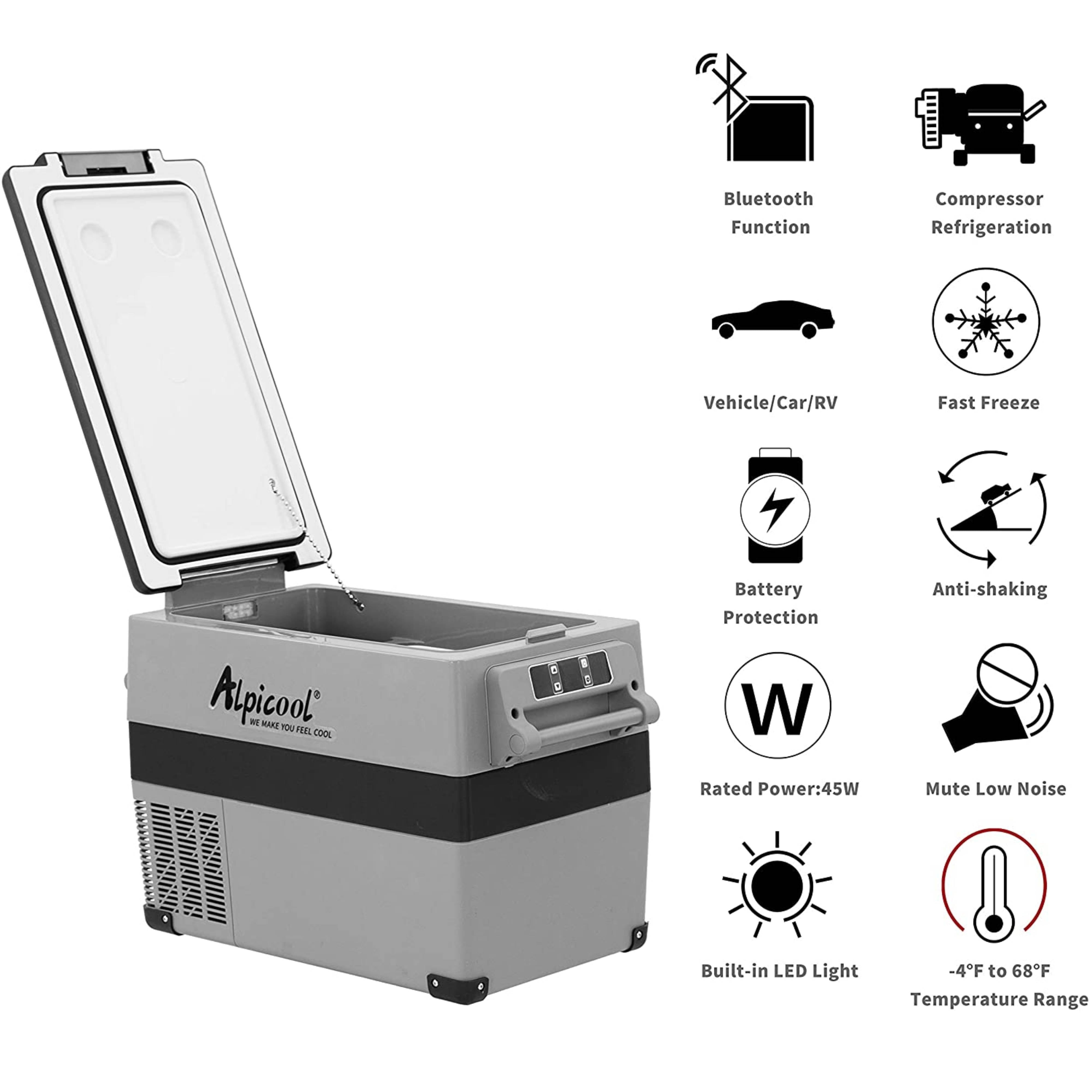 Alpicool LGCF55 Portable Dual Zone Car Fridge 12V/24V - 55 Quart Electric Cooler for Road Trips, Camping & Tailgating - Compact Freezer for Cars, Trucks & RVs