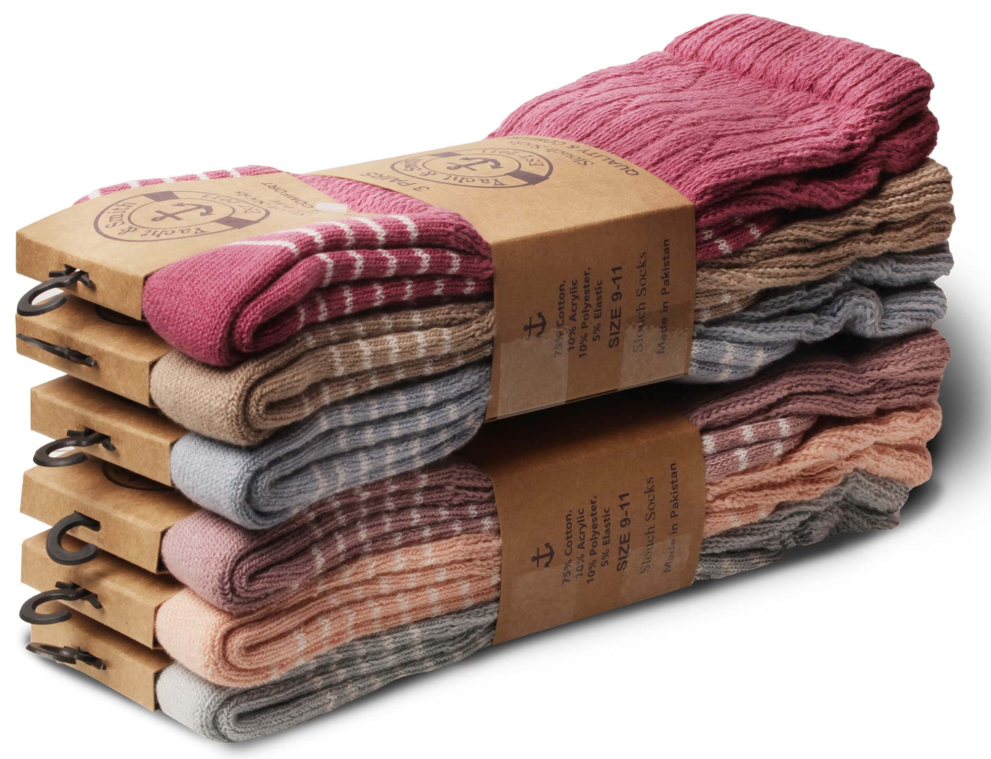 Yacht & Smith 60 Pack Women's Cotton Slouch Socks - Knee High Boot Socks for Women - Soft & Comfortable Crew Socks for Winter, Fall & Casual Wear - Perfect for Boots, Shoes & Lounge Outfits