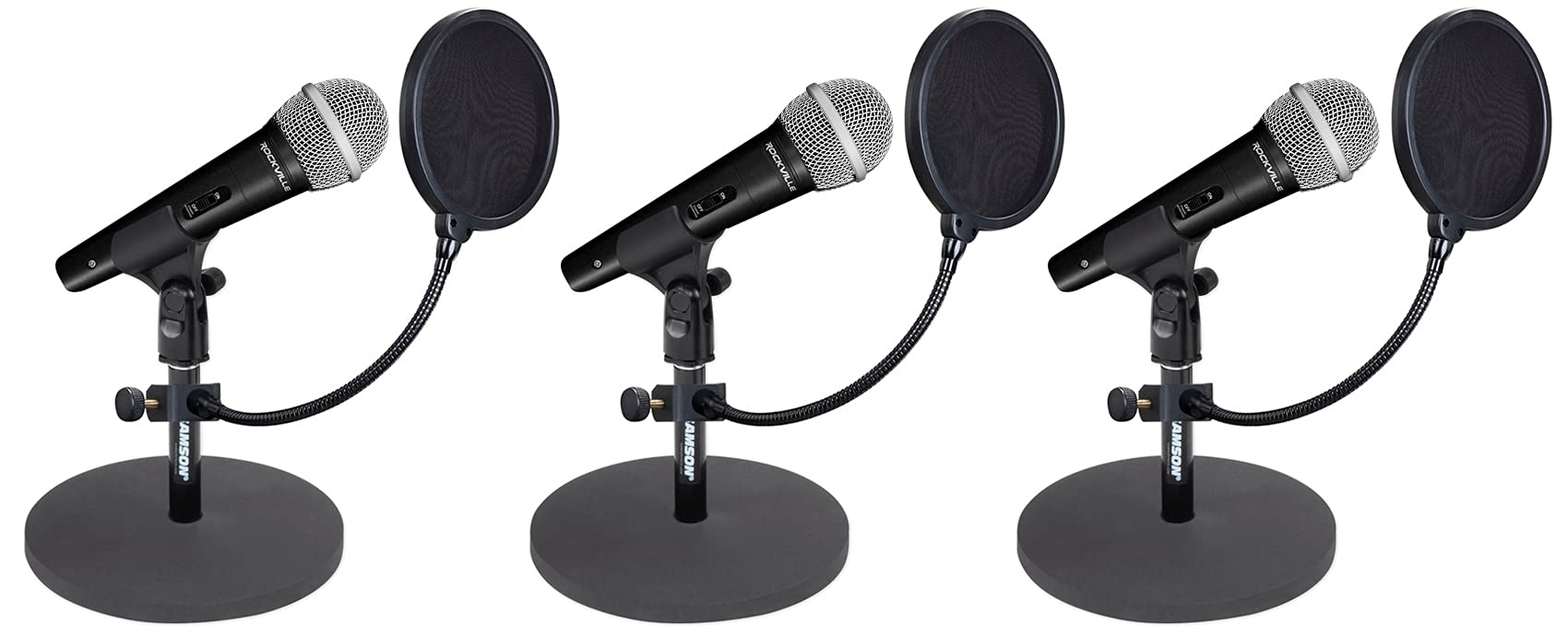 Rockville Professional Microphone Kit with Desktop Stand & Pop Filter - Perfect for Recording, Studio, Podcast, Streaming & Voice Overs