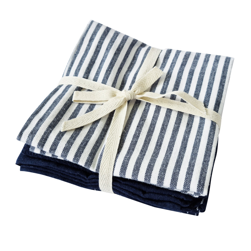 Premium Katerina Tea Towels Set of 3 - 50x70cm Navy Blue Cotton Kitchen Towels for Drying Dishes & Decor | Perfect for Kitchen, Dining, and Gift Giving | Ships Late July