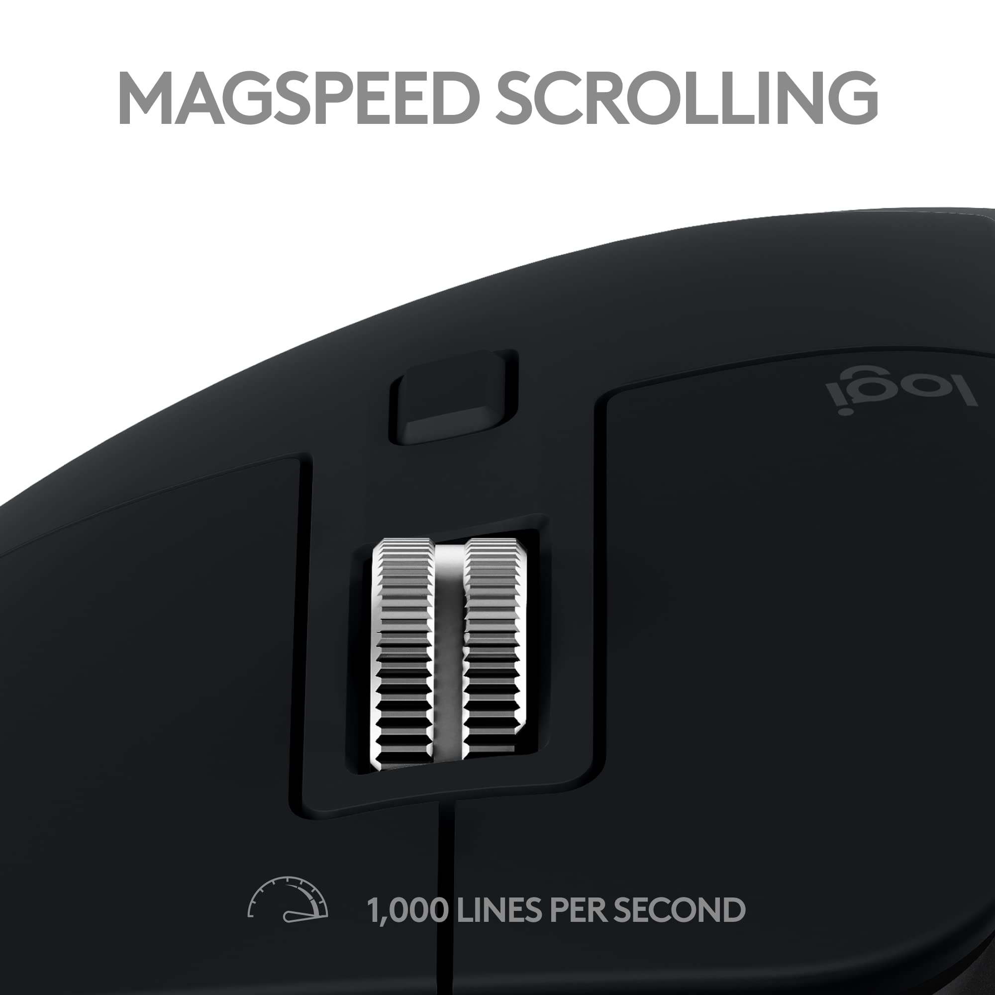 Logitech MX Master 3S Wireless Bluetooth Mouse for Mac - Ergonomic Design, Ultra-Fast Scrolling, 8000 DPI Precision, Silent Clicks, Glass Tracking - Compatible with MacBook, iPad (Space Gray) - Perfect for Office Work, Graphic Design & Video Editing