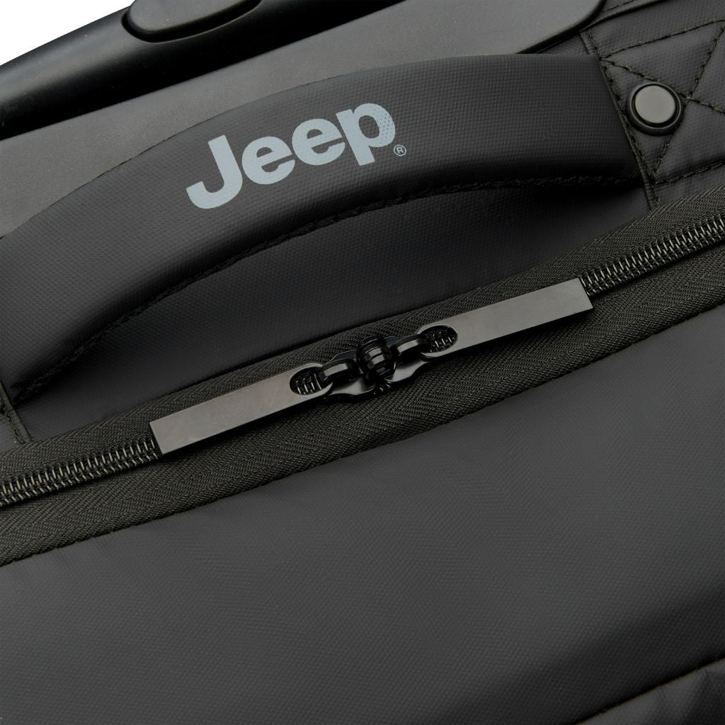 Jeep 2 Wheel 55cm Rolling Duffle Bag - Black Travel Luggage for Camping, Gym & Weekend Getaways | Water-Resistant Durable Carry-On Bag