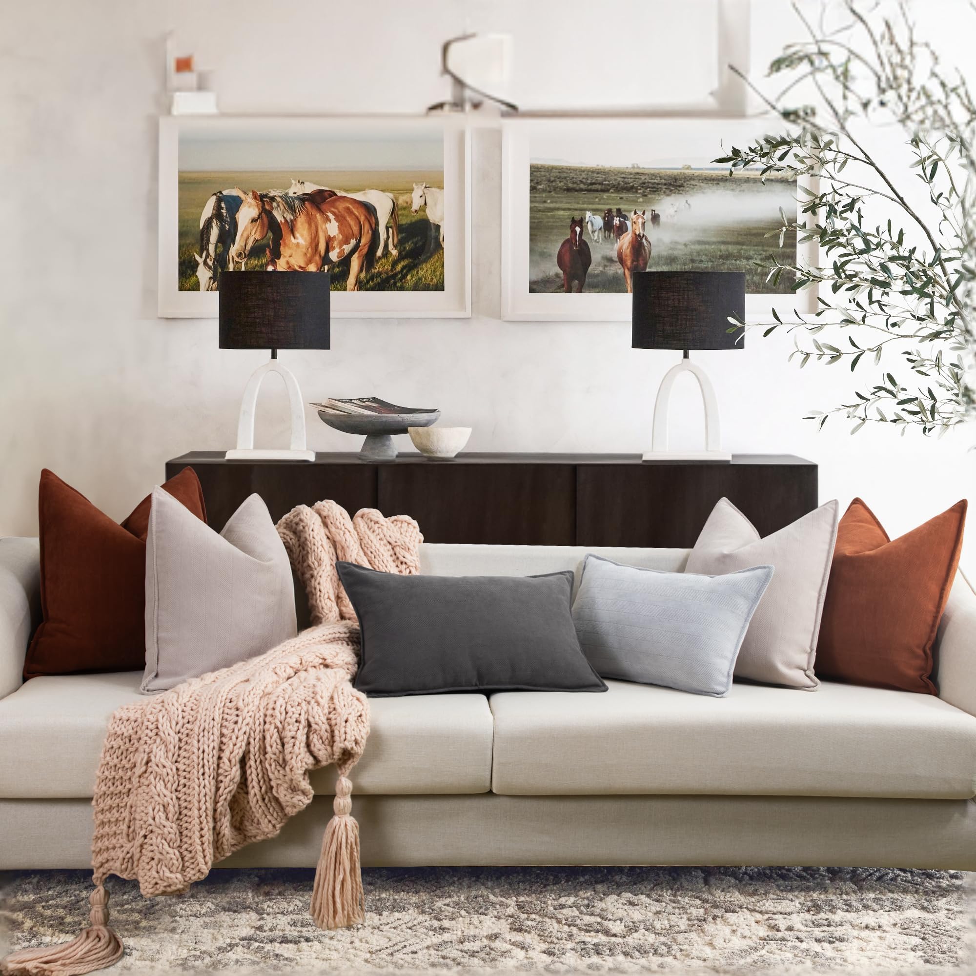ZWJD Rust Chenille Throw Pillow Covers 20x20 Inch Set of 2 - Soft & Luxurious Fall Decorative Pillow Cases for Couch, Bed, Sofa - Elegant Home Decor for Living Room, Bedroom & Seasonal Styling