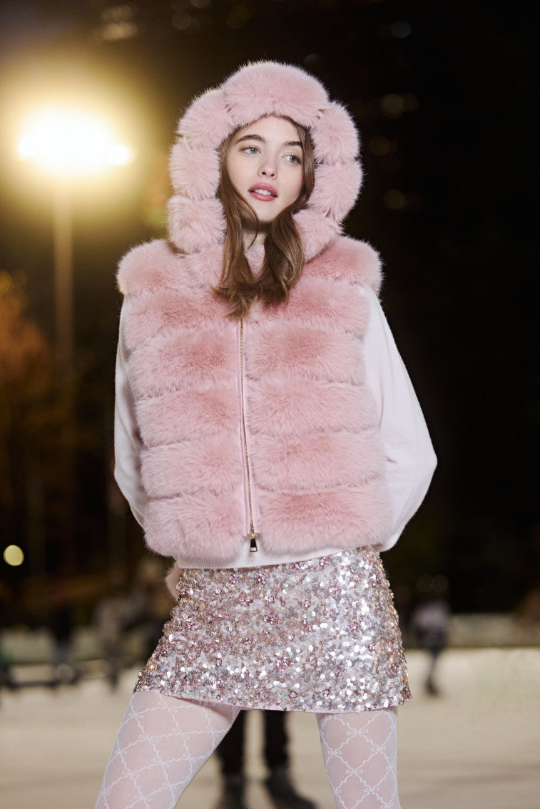 LoveShackFancy x MAX&MOI Faux Fur Fox Vest - Women's Fashion Winter Coat, Soft Plush Jacket for Fall & Winter Outfits | Perfect for Holiday Parties, Date Nights & Cozy Layering