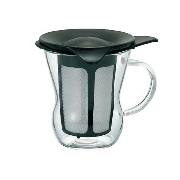 Hario Heat Resistant Glass Mug with Removable Tea Infuser - 200ml (6.8oz) Clear Coffee & Tea Cup for Home, Office, and Travel Use