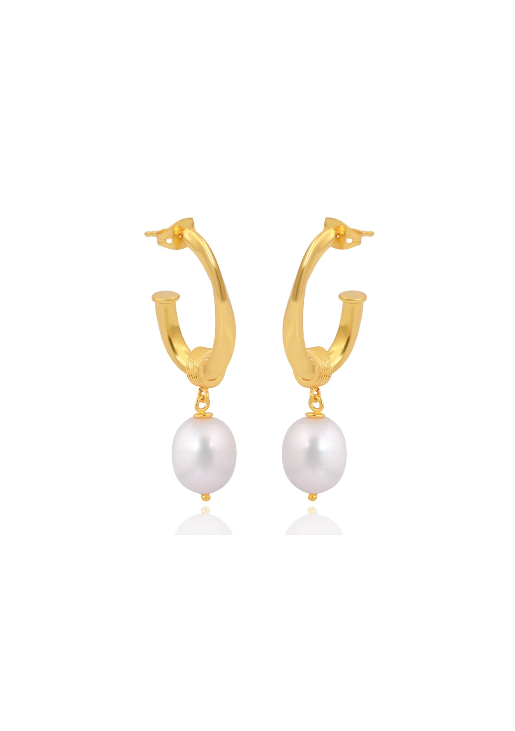 Lola Knight Indigo Hoop Earrings with Pearl Charm - 18K Gold Plated Dainty Jewelry for Women, Elegant Gift for Her, Perfect for Parties & Date Nights