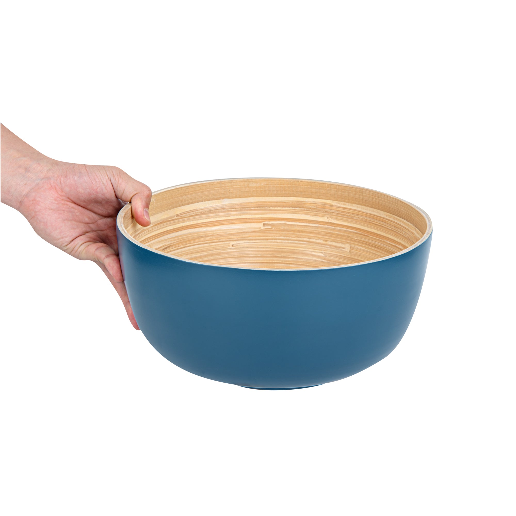 Bambuddha 30 oz Round Blue Spun Bamboo Large Salad Bowl - 11 x 11 x 5.5 Inches - Eco-Friendly Serving Bowl for Salads, Pasta, Fruits & Snacks - Perfect for Family Dinners & Parties - 1 Count Box