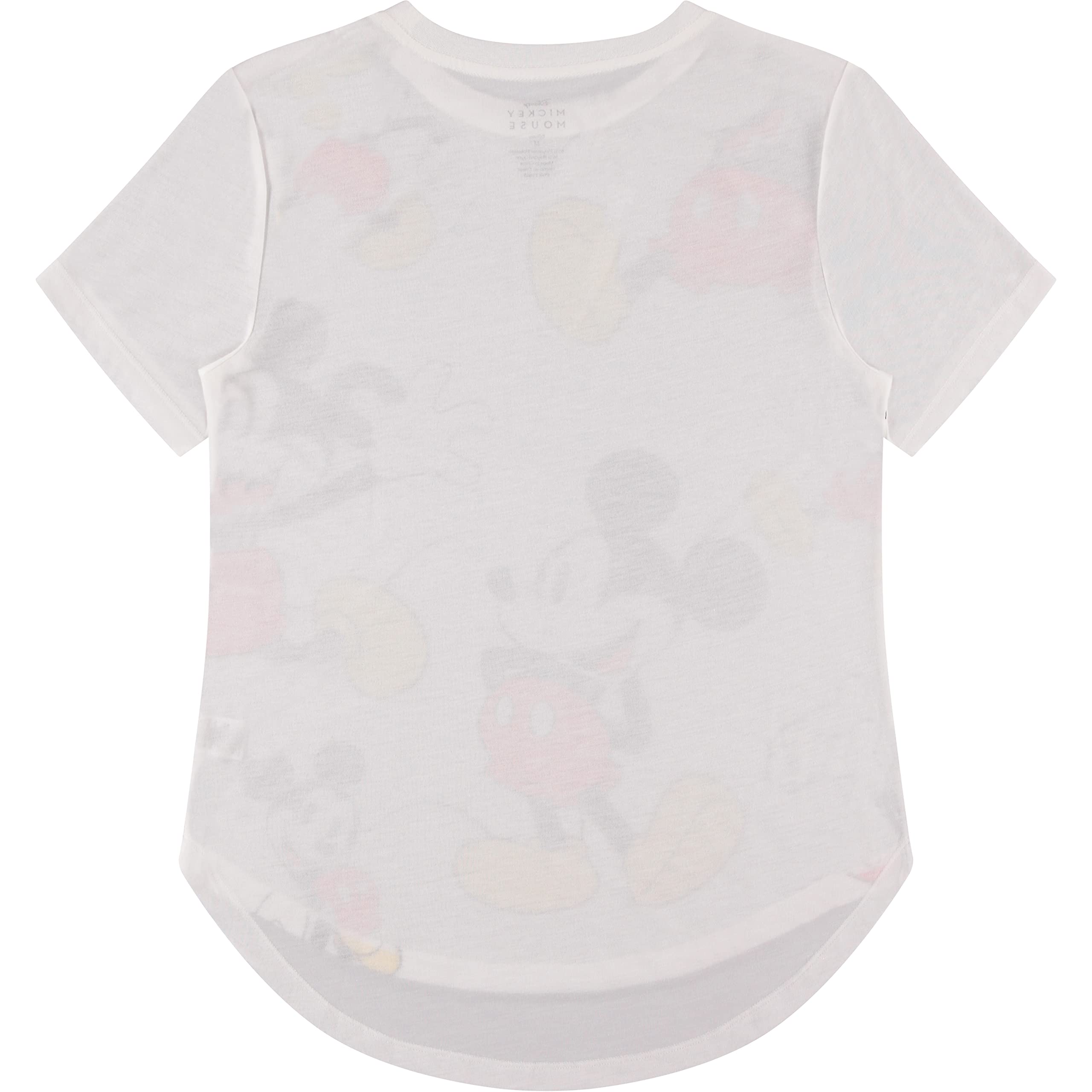 Disney Women's Mickey Mouse Fashion T-Shirt - Cute Mickey & Minnie Mouse Graphic Top with Curved Hem Hi-Lo Short Sleeve | Casual Wear, Theme Parks, Disney Fan Outfits, Gift for Disney Lovers