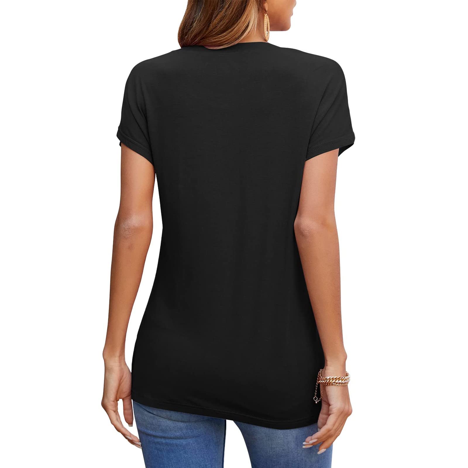 Women's Short Sleeve T-Shirts - Summer Casual Loose Tunic Top with Front Twist Detail - Basic Work Tee & Trendy Blouse for Ladies | Perfect for Office, Outings & Everyday Wear