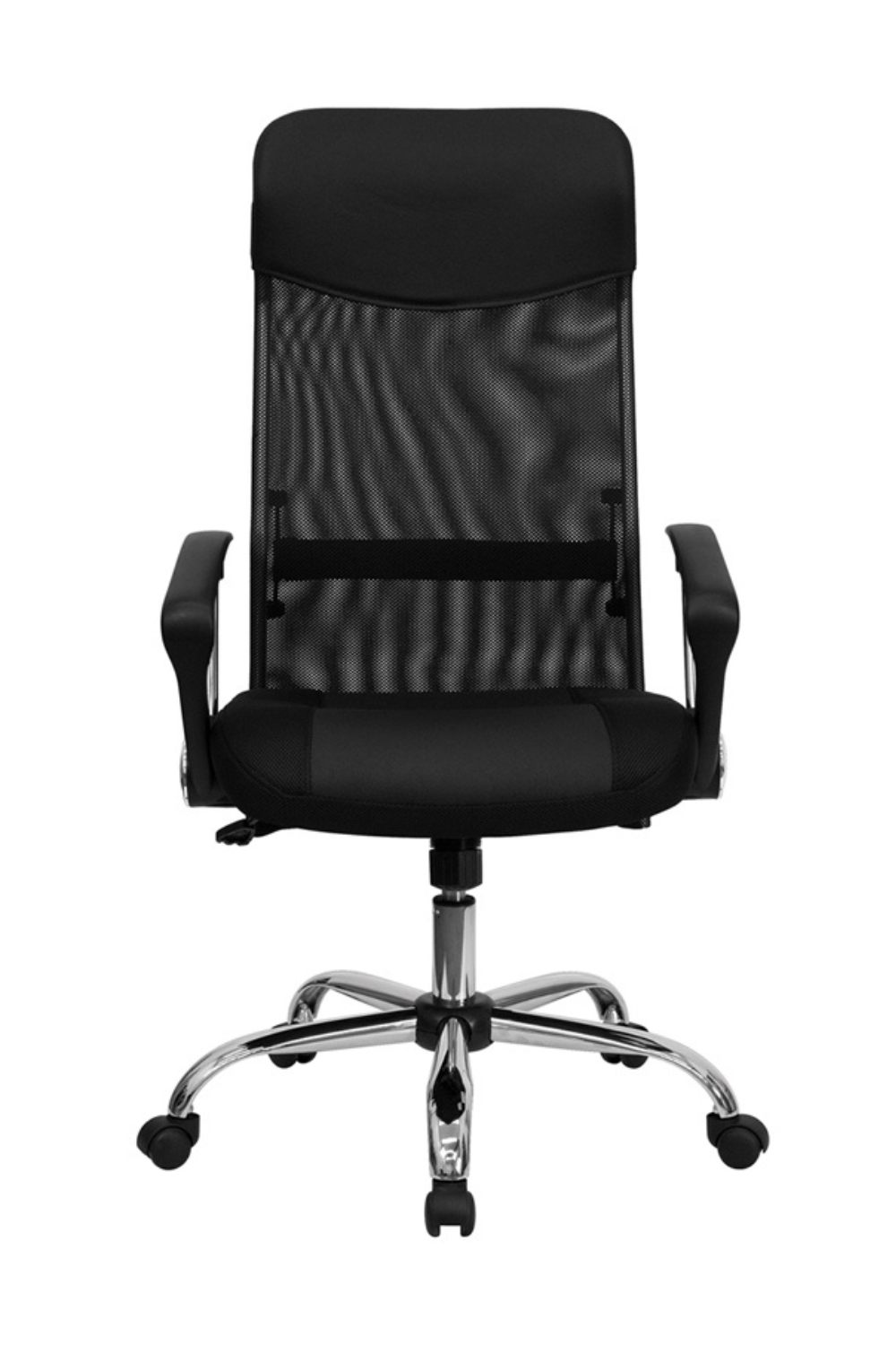 FLASH Abney High Back Black Leather & Mesh Swivel Task Office Chair with Adjustable Arms - Ergonomic Desk Chair for Home Office, Gaming & Workspace Comfort