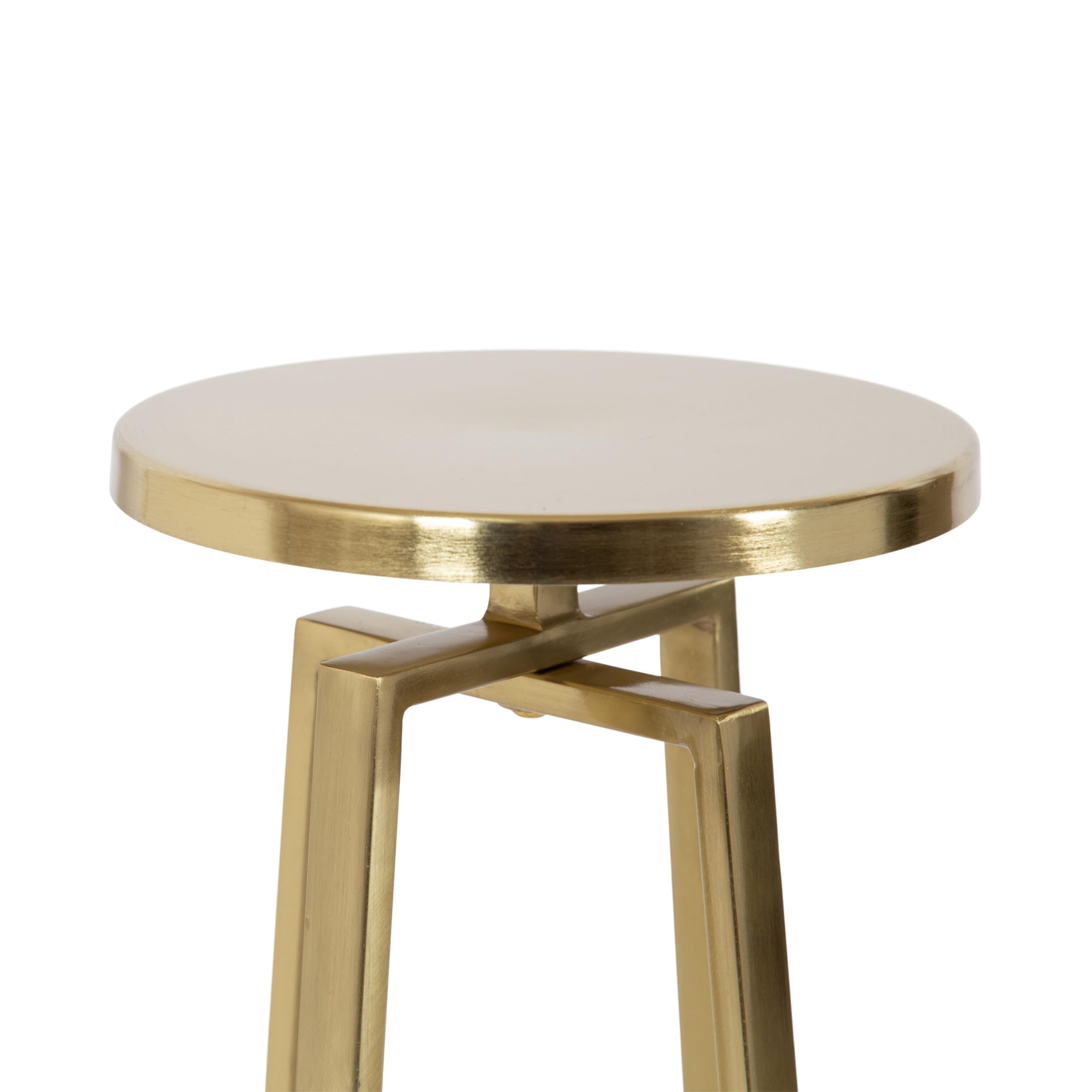 Kate and Laurel Zia Mid-Century Modern Metal Round Drink Table - 9 x 9 x 23 Inches, Gold Accent Pedestal Side Table for Living Room, Bedroom, or Patio - Perfect for Display, Storage, and Holding Drinks or Decor