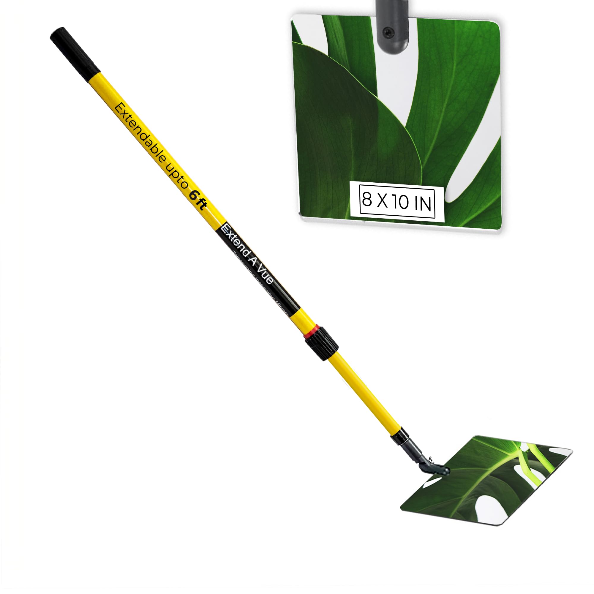 Telescoping Inspection Mirror - 3 ft to 6 ft Extendable Fiberglass Pole, 8x10 Inch Acrylic Mirror, Lightweight & Durable for Auto Repair, HVAC, Plumbing & Home Maintenance
