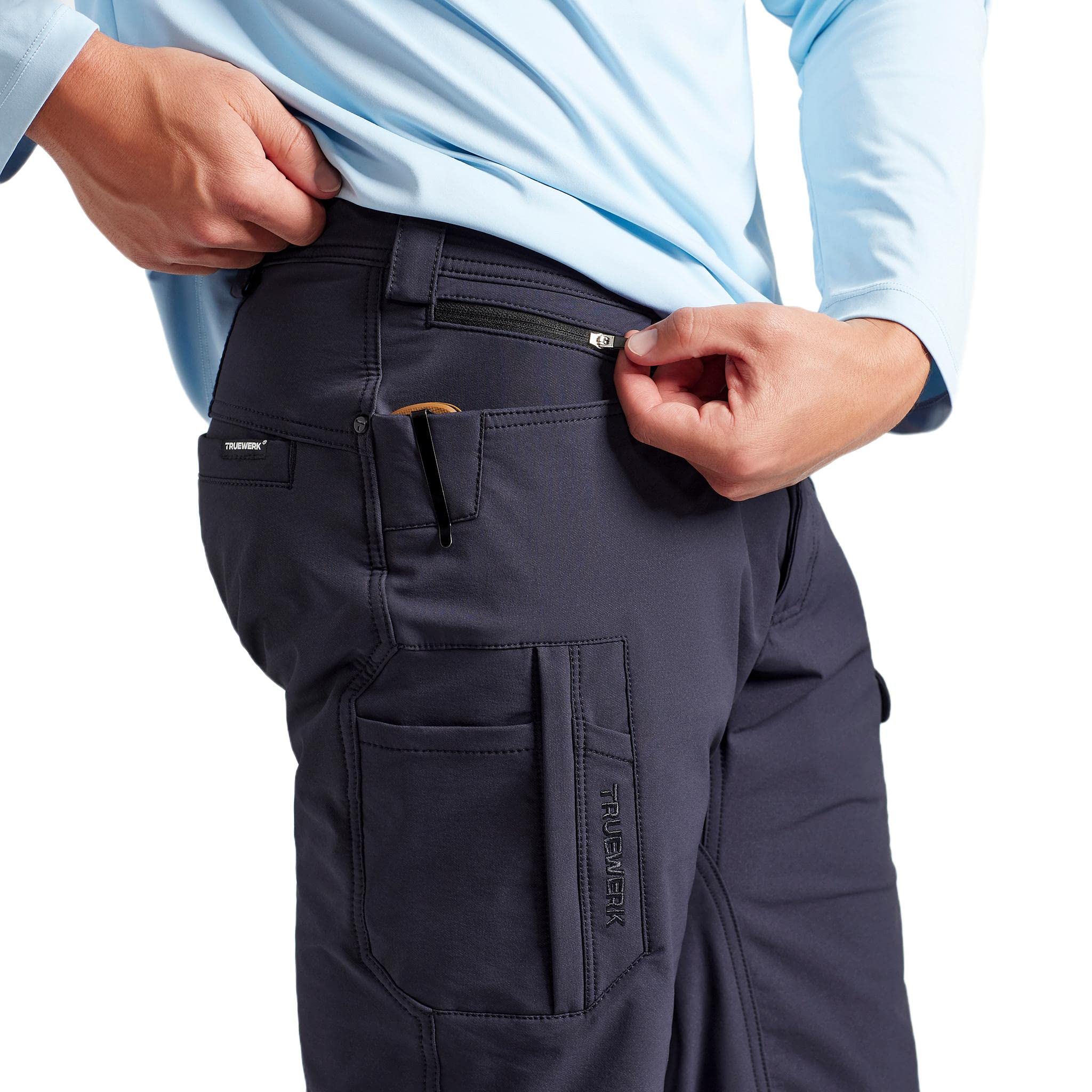 TRUEWERK Men's T2 WerkPant - Water Resistant Lightweight Work Pants with 4-Way Stretch & Multi-Pocket Design | Durable Technical Workwear for Construction, Carpentry & Outdoor Jobs