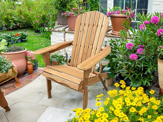 BTEXPERT Set of 2 Folding Adirondack Chairs - Half Assembled Outdoor Wooden Lounge Chairs for Patio, Lawn, Garden, Backyard, Deck, Fire Pit, Pool & Beach - 350lb Weight Capacity - Perfect for Relaxing, Sunbathing and Outdoor Gatherings