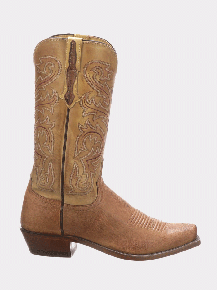 Lucchese N1160.74 Men's Nathan Smooth Ostrich Leather Cowboy Boots in Barnwood - Western Style Riding Boots for Country Music Festivals & Rodeo Events